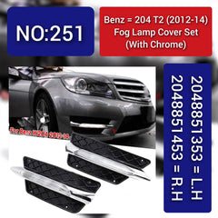 Fog Lamp Cover With Chrome Compatible With MERCEDES-BENZ C-CLASS W204 2012-2014 Fog Lamp Cover With Chrome Left 2048851353 & Right 2048851453 Tag-FC-251