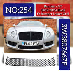 Black Front Lower Grill 3W3807667F 3W3807639C Compatible With Bentley GT (2012-2015) Tag No.254