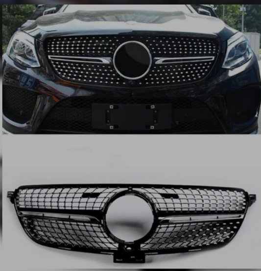 Diamond Black Chrome Show Grill Compatible With Mercedes Benz GLE-Class W166 (2016-2020) Tag 193