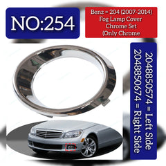 Fog Lamp Chrome Trim Ring Left 2048850574 & Right 2048850674 Compatible With Mercedes Benz C-CLASS W204 (2007-2014) Tag No.254