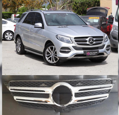 AMG Silver Chrome Show Grill  Compatible With  Mercedes  Benz GLE-Class W166  (2016-2020) Tag 189