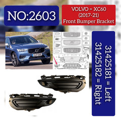 Front Bumper Bracket Right 31425182 & Left 31425181 Compatible With VOLVO Volvo XC60 & VOLVO XC60 II (246) Tag No.2603