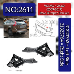 Rear Bumper Bracket Left 31323763 & Right 31323764 Compatible With VOLVO XC60 (2009-2017) Tag No.2611