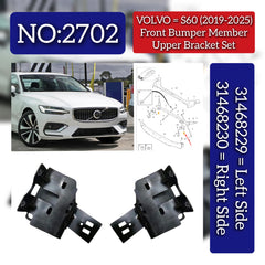 Front Bumper Member Brackets Set Left 31468229 Right 31468230 Compatible With Volvo S60 Tag No.2702