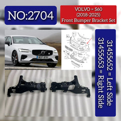 Front Bumper Bracket Left 31455652 Right 31455653Compatible With Volvo S60 Tag No.2704