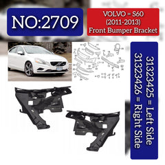 Front Bumper Bracket Left 31323425 & Right 31323426 Compatible With VOLVO S60 (2011-2013) Tag No.2709