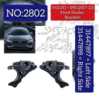 Front Bumper Bracket Left 31447897F & Right 31447898F Compatible With VOLVO S90 (2017-2022) Tag No.2802