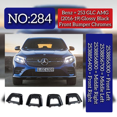Front Bumper Chrome (Glossy Black) Front Left 2538856300, Middle Left 2538856700, Middle Right 2538856800, Front Right 2538856400 Compatible With (W253) GLC-Class (2016-2019) Tag No.284