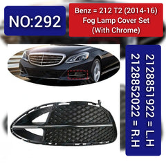 Fog Lamp Cover With Chrome Compatible With MERCEDES-BENZ E-CLASS W212 2014-2016 Fog Lamp Cover With Chrome Left 2128851922 & Right 2128852022 Tag-FC-29