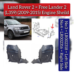 Engine Sheild Right LR002316 & Left LR002318 Compatible With Land Rover 2/ Free Lander 2 - L359 (2009-2015) Tag No. 3 & 4