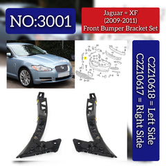 Front Bumper Bracket Left C2Z10618 & Right C2Z10617 Compatible With Jaguar XF I (X250) XF II (X260) Tag No.3001