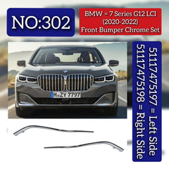 Front Bumper Chrome Left 51117475197 & Right 51117475198 Compatible With BMW 7 SERIES G12 LCI (2020-2022) Tag No.302
