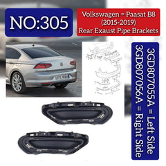 Rear Exaust Pipe Bracket Left 3GD807055A Right 3GD807056A Compatible With Volkswagen PASSAT B8 (362) Tag No.305