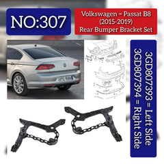 Rear Bumper Bracket Left 3GD807393 Right 3GD807394 Compatible With Volkswagen PASSAT B8 (362) Tag No.307