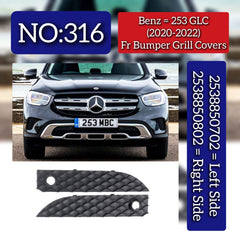 Front Bumper Grill Covers Left 2538850702 & Right 2538850802 Compatible With Mercedes Benz (W253) GLC-Class (2020-2022) Tag No.316