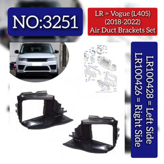 Air Duct Brackets Right LR100426 & Left LR100428 Compatible With Land Rover Range Rover Vogue - L405 (2018-2022) Tag No.3251