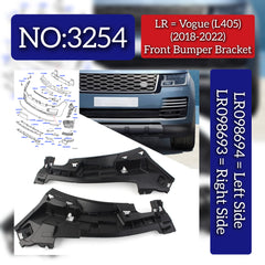 Front Bumper Bracket Right LR098693 & Left LR098694 Compatible With Land Rover Range Rover Vogue - L405 (2018-2022) Tag No.3254