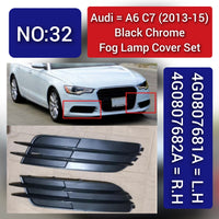Fog Lamp Cover (Black Chrome) Left 4G0807681A & Right 4G0807682A Compatible With AUDI A6 C7 2013-2015 Tag No.32