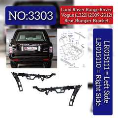 Rear Bumper Bracket Right LR015110 & Left LR015111 Compatible With Land Rover Range Rover Vogue - L322 (2009-2012) Tag No.3303