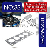 Tappet Cover Packing (Engine Valve Cover Gasket) 11127567765 Compatible With BMW 6 Convertible (F12) & 6 Coupe (F13) & X5 (E70) & X6 (E71, E72) Tag No:33