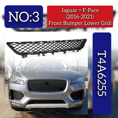 Front Bumper Lower Grill Gloss Black T4A6255 Compatible With JAGUAR F-PACE (X761) Tag No.3