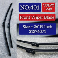 Front Wiper Blade Set (26'19 Inch) 31276071 30699635 31253012 31276070 Compatible with VOLVO V40 Cross Country (526) & V40 Hatchback (525) Tag No.401