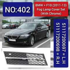 Fog Lamp Cover With Chrome Compatible With BMW 5 Series F10 2011-2013 Fog Lamp Cover With Chrome Left 51117200697 & Right 51117200698 Tag-FC-402