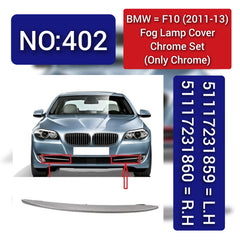 Fog Lamp Chrome Compatible With BMW 5 Series F10 2011-2013 Fog Lamp Chrome Left 51117231859 & Right 51117231860 Tag-FC-402