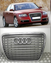 Show Grill Compatible With Audi A6 C6(2004-11) S-Line Silver Chrome (Without Number Plate) Tag 43