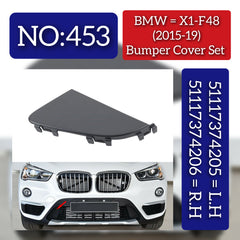 Front Bumper Center Grill Cover Lower Grille Cover Left 51117374205 & Right 51117374206 Compatible With BMW X1 F48 (2015-2019)
