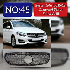 Diamond Silver Chrome Show Grill Compatible With Mercedes Benz B-Class W246 (2015-2019) Tag 45