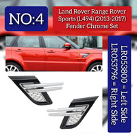 Front Fender Grille Silver Right LR053796 & Left LR053800 Compatible With RANGE ROVER SPORT I (L320) Tag No.04