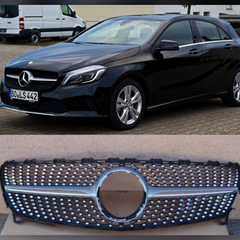 Diamond Silver Show Grill Compatible With Mercedes Benz A-Class W176 (2016-2019) Tag 25