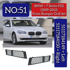 Front Bumper Grille Left 51117184149 & Right 51117184150 Compatible With BMW 7 Series (F01, F02, F03, F04) 2009-2012 Tag-BG-51