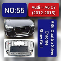 Show Grill Compatible With Audi A6 C7(2012-15) RS6 Quattro Silver Chrome Tag 55