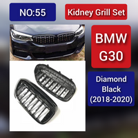 Kidney Grill Set Diamond Black (2018-2020) Compatible With BMW 5 Series G30 Tag 55