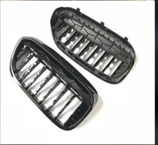Kidney Grill Set Diamond Black (2018-2020) Compatible With BMW 5 Series G30 Tag 55