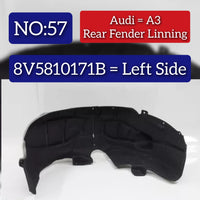 Rear Left Fender Liner 8V5810171B 8V5810171D 9Y0810907C Compatible With AUDI A3 8V