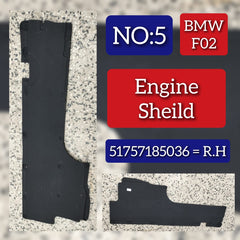Under-Body Shield Right 51757185036 Compatible with BMW 7 Series F01 F02 Tag No.5