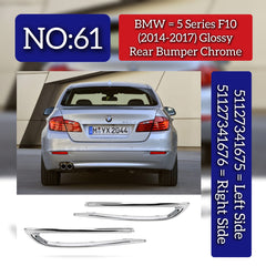 Glossy Rear Bumper Chrome Left 51127341675 & Right 51127341676 Compatible With BMW 5 Series (F10) (2014-2017) Tag No.61