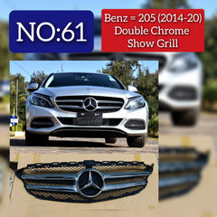 Show Grill Compatible With Mercedes Benz C-Class W205 Double Silver Chrome (2015-2018) Tag 61