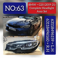Complete Headlight Assy Left 63118496159 & Right 63118496160 (Without Blaster) Compatible With BMW 3 Series (G20 G28) (2019- 2021) Tag No.63