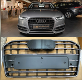 Show Grill Compatible With Audi A6 C7 Facelift(2016-18) Matrix Silver Chrome