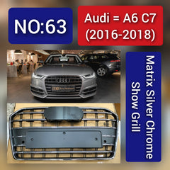 Show Grill Compatible With Audi A6 C7 Facelift(2016-18) Matrix Silver Chrome