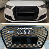 Show Grill Compatible With Audi A6 C7 Facelift(2016-18) RS6 Black Chrome