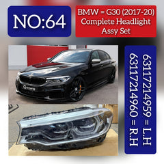 Complete Headlight Assy Left 63117214959 & Right 63117214960 (Without Blaster) Compatible With BMW 5 Series G30 (2017-2020) Tag No.64