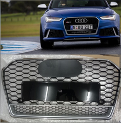 Show Grill Compatible With  Audi A6 C7 Facelift(2016-18) RS6 Quattro Silver Chrome