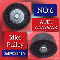 Belt Idler Pulley 06E903341A 06E903137A 06E903137J Compatible with AUDI A4 A5 A6 A7 A8 Q5 Q7 & PORSCHE CAYENNE (92A) & PANAMERA (970) Tag no : 6