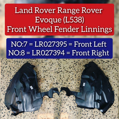 Front Left Fender Liner LR027395 Compatible With Land Rover Range Rover Evoque - L538 Tag No.7