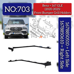 Front Bumper Grille Holders Left 1678850510 & Right 1678850610 Compatible With Mercedes-Benz GLE Class W167 (2020-2025) Tag No.703